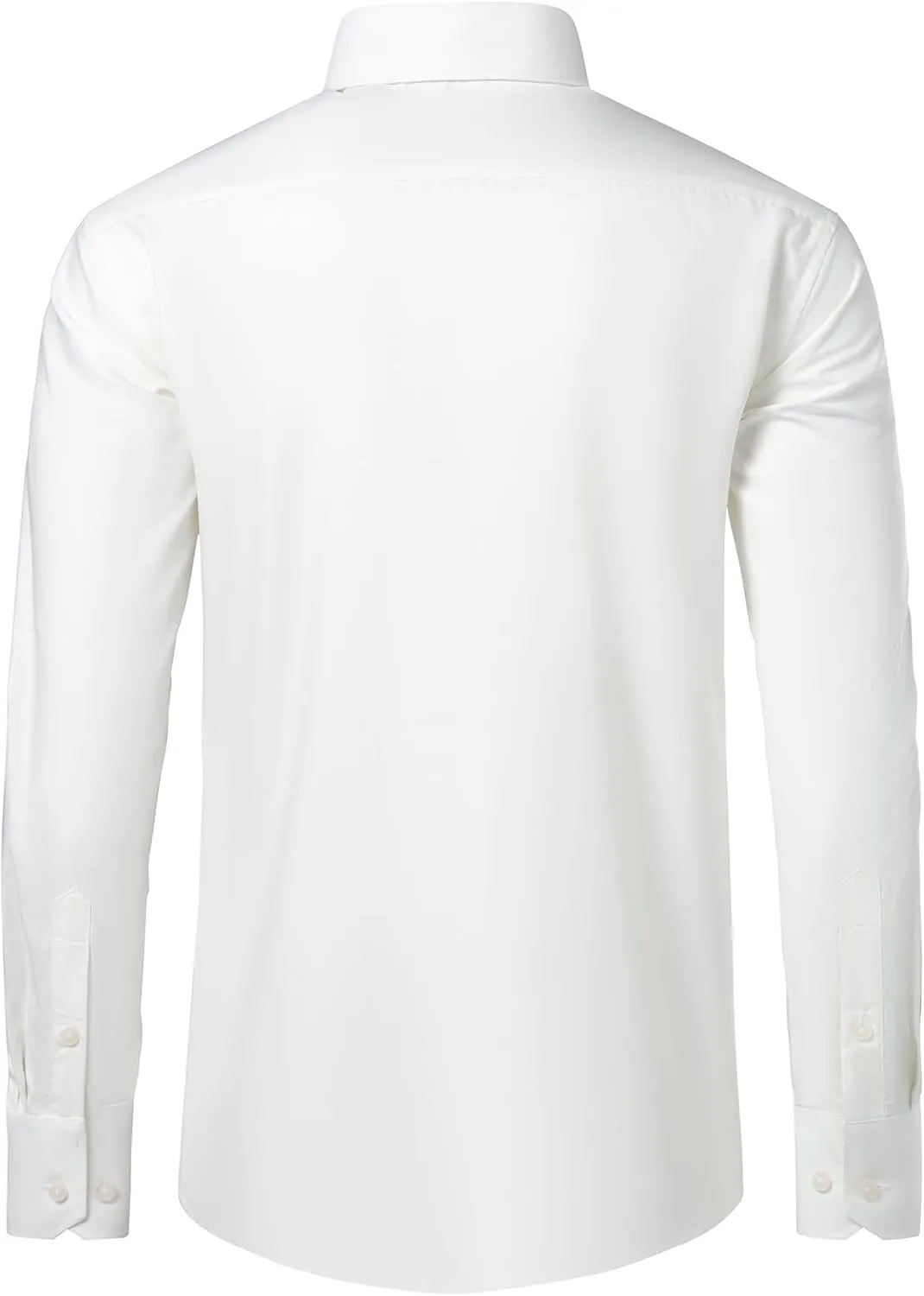 Men's Dress Shirt Long-Sleeve Regular-fit Winkle-Free Business Shirt with Convertible Cuffs Solid