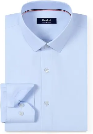 Men's Dress Shirt Long-Sleeve Regular-fit Winkle-Free Business Shirt with Convertible Cuffs Solid