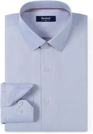 Men's Dress Shirt Long-Sleeve Regular-fit Winkle-Free Business Shirt with Convertible Cuffs Solid