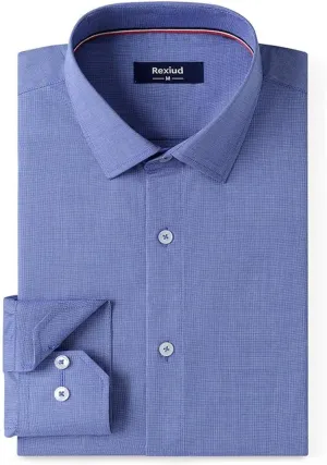 Men's Dress Shirt Long-Sleeve Regular-fit Winkle-Free Business Shirt with Convertible Cuffs Solid