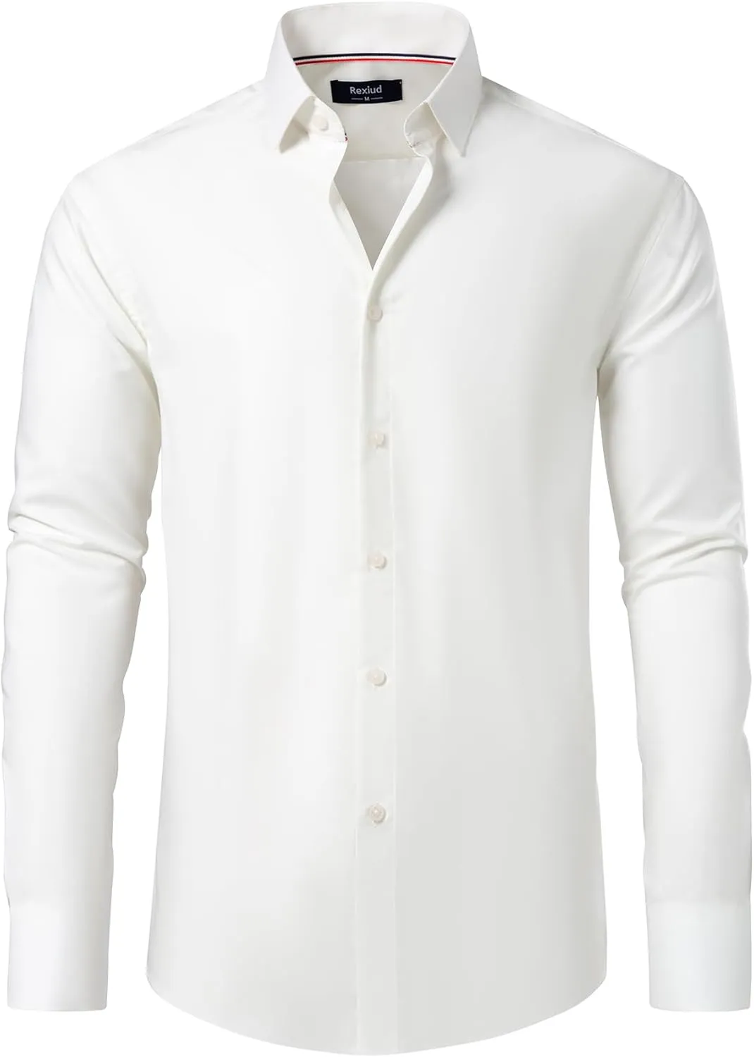 Men's Dress Shirt Long-Sleeve Regular-fit Winkle-Free Business Shirt with Convertible Cuffs Solid