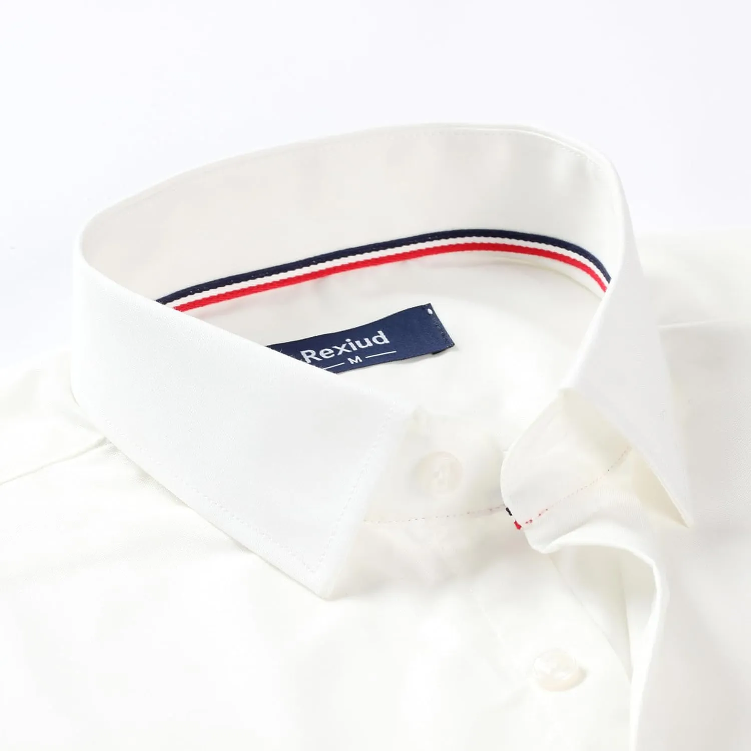 Men's Dress Shirt Long-Sleeve Regular-fit Winkle-Free Business Shirt with Convertible Cuffs Solid