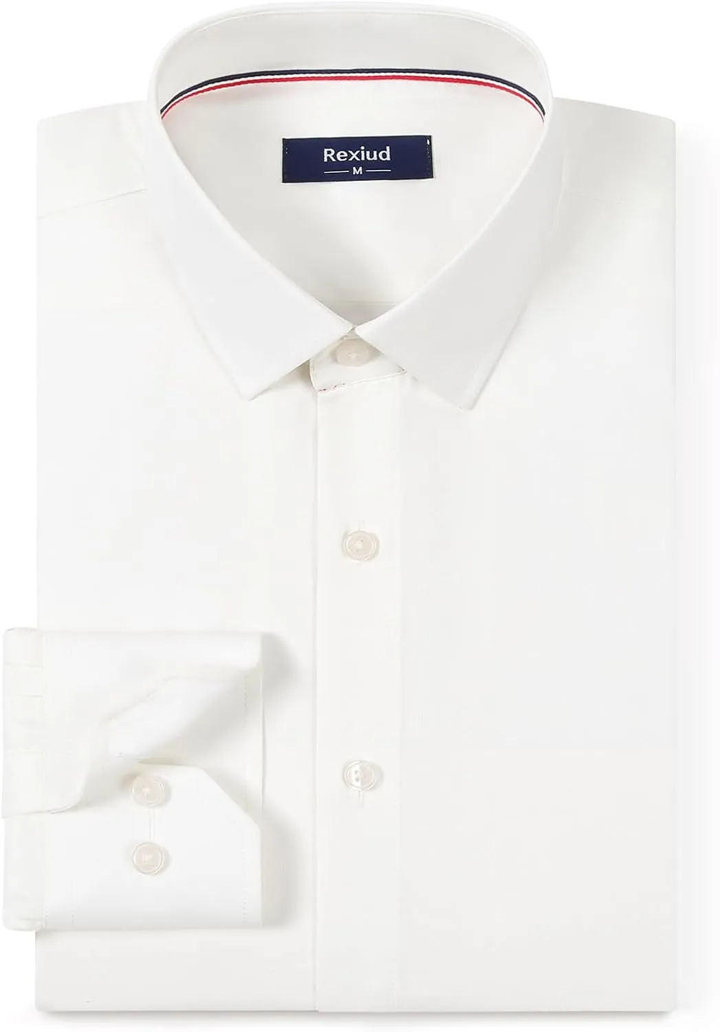 Men's Dress Shirt Long-Sleeve Regular-fit Winkle-Free Business Shirt with Convertible Cuffs Solid