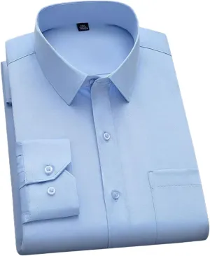 Men's Formal Prom Casual Soft Shirt Long Sleeve Wrinkle-Resistant Slim Fit Wedding Dress Button Down