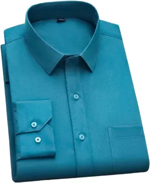 Men's Formal Prom Casual Soft Shirt Long Sleeve Wrinkle-Resistant Slim Fit Wedding Dress Button Down
