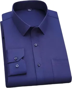 Men's Formal Prom Casual Soft Shirt Long Sleeve Wrinkle-Resistant Slim Fit Wedding Dress Button Down