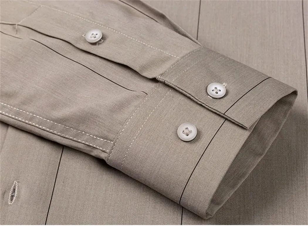 Men's Long Sleeve Business Casual Shirt Spring Summer Stripe Wrinkle-Resistant Dress Shirts