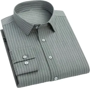 Men's Long Sleeve Business Casual Shirt Spring Summer Stripe Wrinkle-Resistant Dress Shirts