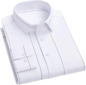 Men's Long Sleeve Business Casual Shirt Spring Summer Stripe Wrinkle-Resistant Dress Shirts