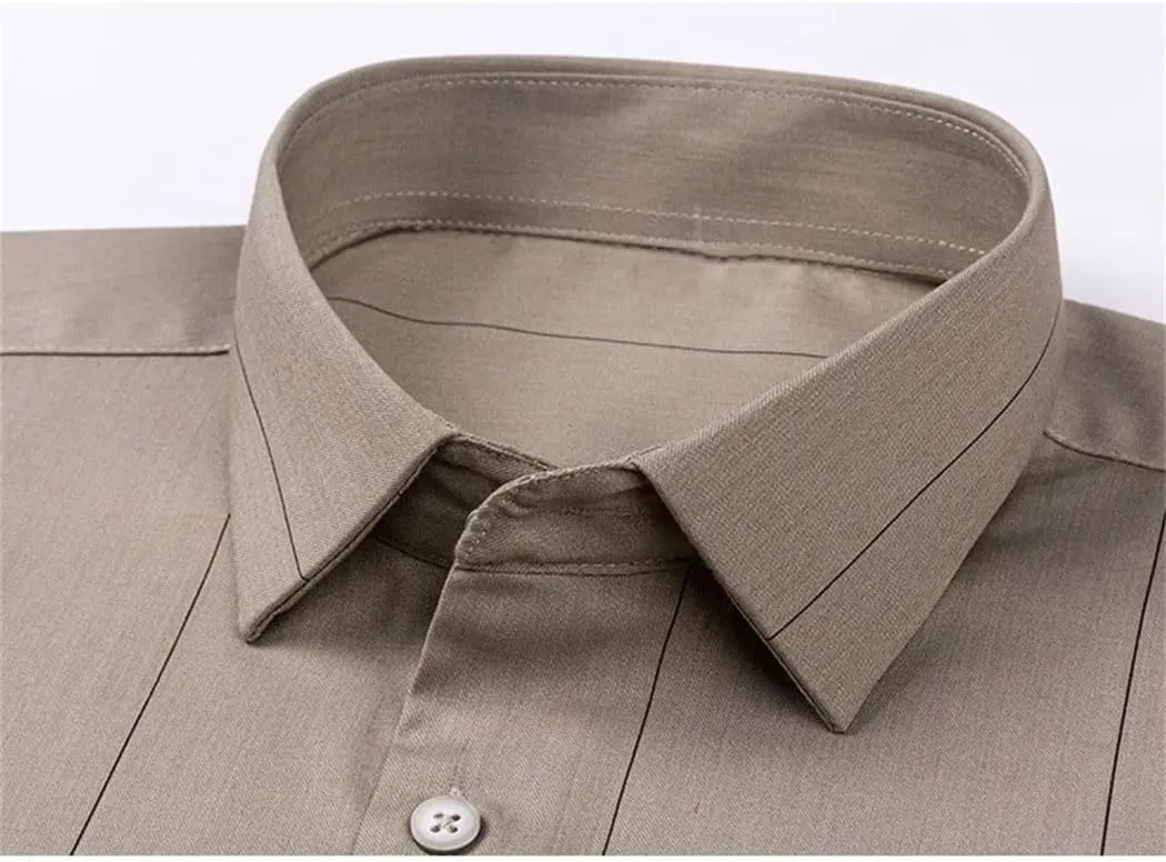 Men's Long Sleeve Business Casual Shirt Spring Summer Stripe Wrinkle-Resistant Dress Shirts