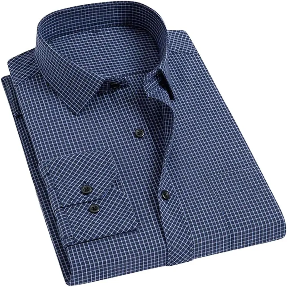 Men's Long Sleeve Wrinkle-Resistant Business Shirt Business Casual Slim Fit Blouse Dress Shirt