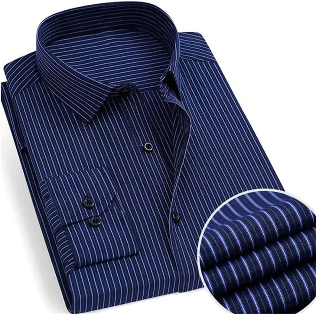 Men's Long Sleeve Wrinkle-Resistant Business Shirt Business Casual Slim Fit Blouse Dress Shirt