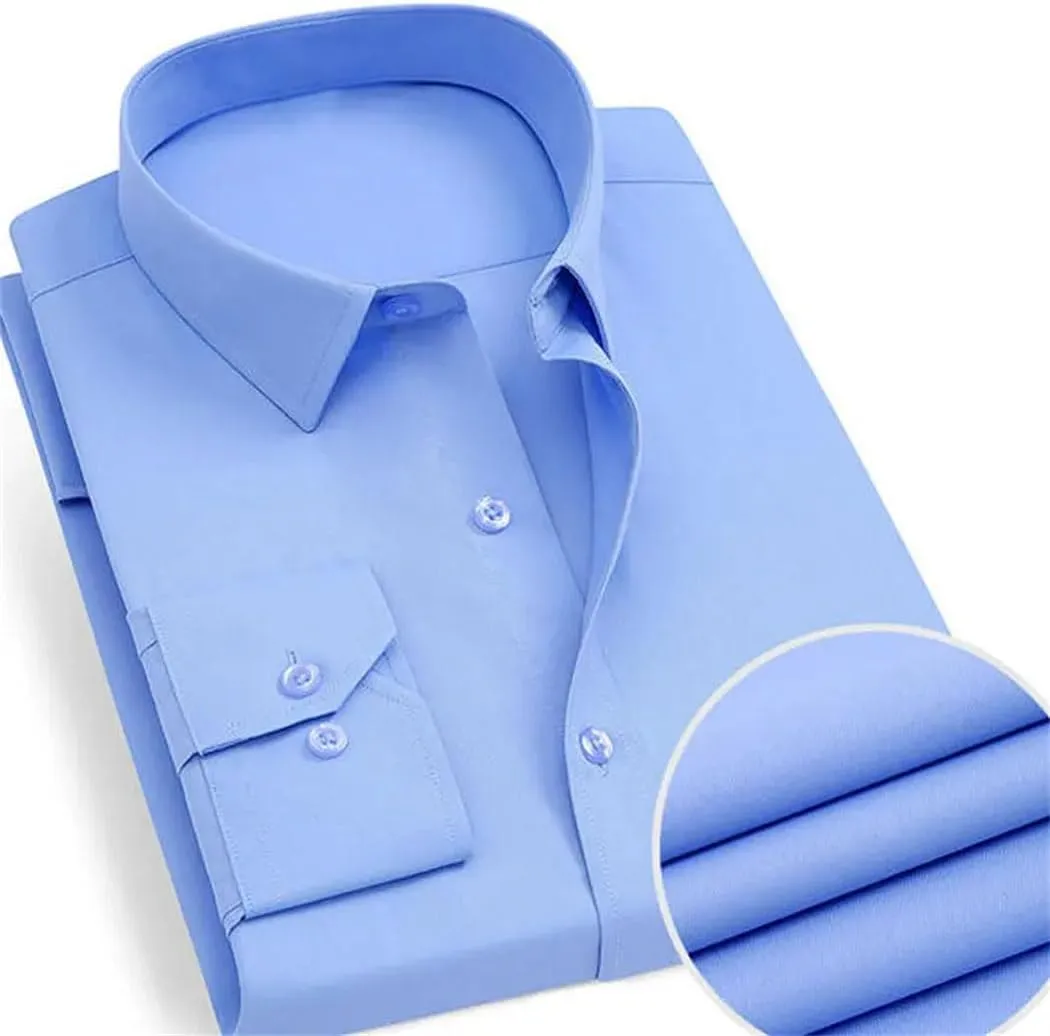 Men's Long Sleeve Wrinkle-Resistant Business Shirt Business Casual Slim Fit Blouse Dress Shirt
