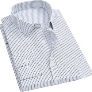 Men's Long Sleeve Wrinkle-Resistant Business Shirt Business Casual Slim Fit Blouse Dress Shirt