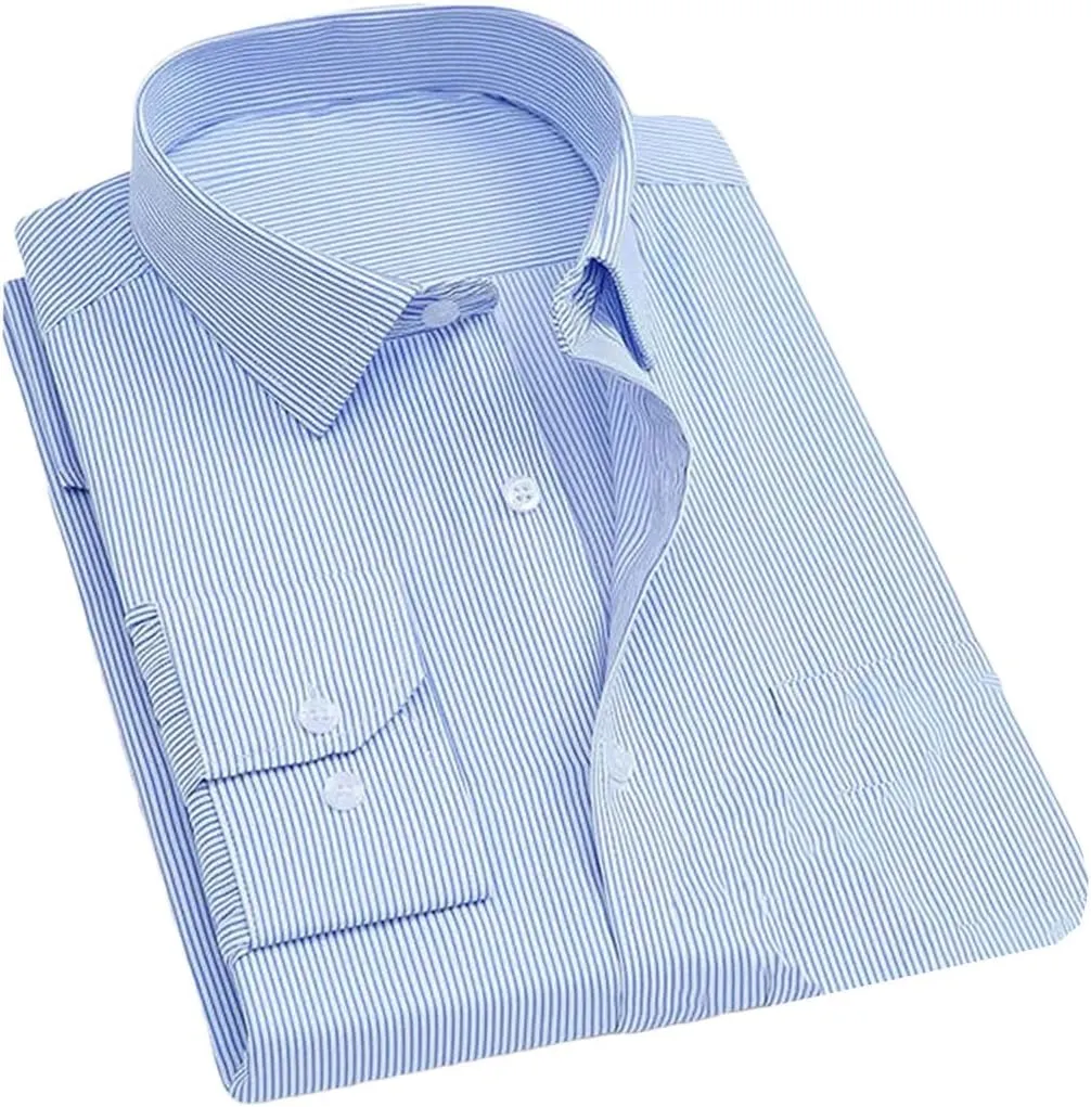 Men's Long Sleeve Wrinkle-Resistant Business Shirt Business Casual Slim Fit Blouse Dress Shirt