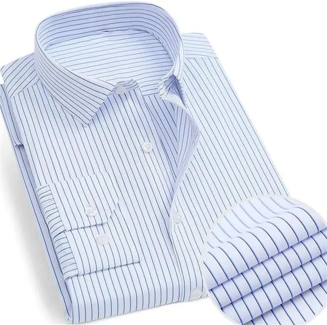 Men's Long Sleeve Wrinkle-Resistant Business Shirt Business Casual Slim Fit Blouse Dress Shirt