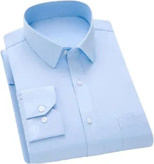 Men's Long Sleeve Wrinkle-Resistant Business Shirt Business Casual Slim Fit Blouse Dress Shirt