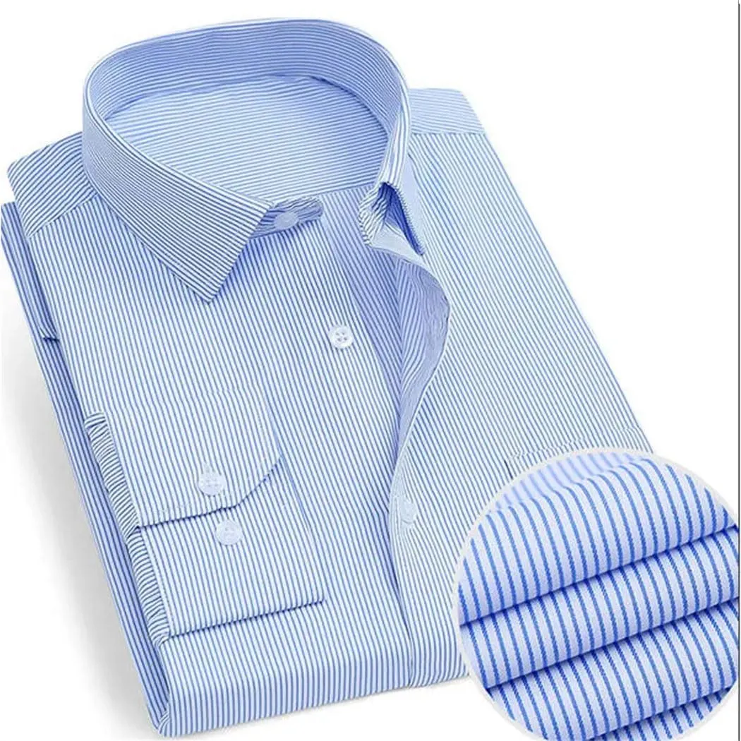 Men's Long Sleeve Wrinkle-Resistant Business Shirt Business Casual Slim Fit Blouse Dress Shirt