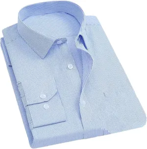 Men's Long Sleeve Wrinkle-Resistant Business Shirt Business Casual Slim Fit Blouse Dress Shirt