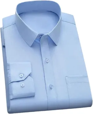Men's Long Sleeve Wrinkle-Resistant Business Shirt Casual Button Down Blouse Solid Color Dress Shirt