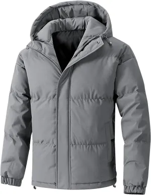 Men's Puffer Jacket Fleece Lined down Coat Fur Hood Winter Coat Water Resistant Parka Windbreaker Ski Jacket