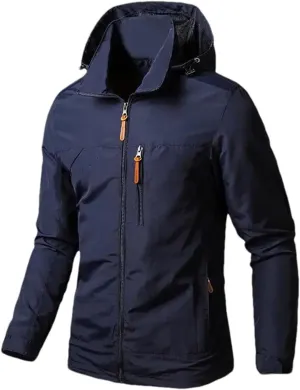 Mens Rain Jackets Zip Up Waterproof Windbreakers Loose Hooded Coats Fashion Lapel Casual Clothes with Pocket