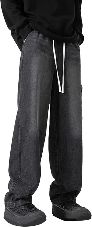 Men's Slim Fit Jeans Men's Stretch Wide Leg Jeans Work Stylish Straight Leg Comfortable Wide Waist Casual Pants