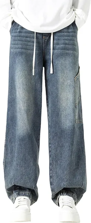 Men's Slim Fit Jeans Men's Stretch Wide Leg Jeans Work Stylish Straight Leg Comfortable Wide Waist Casual Pants