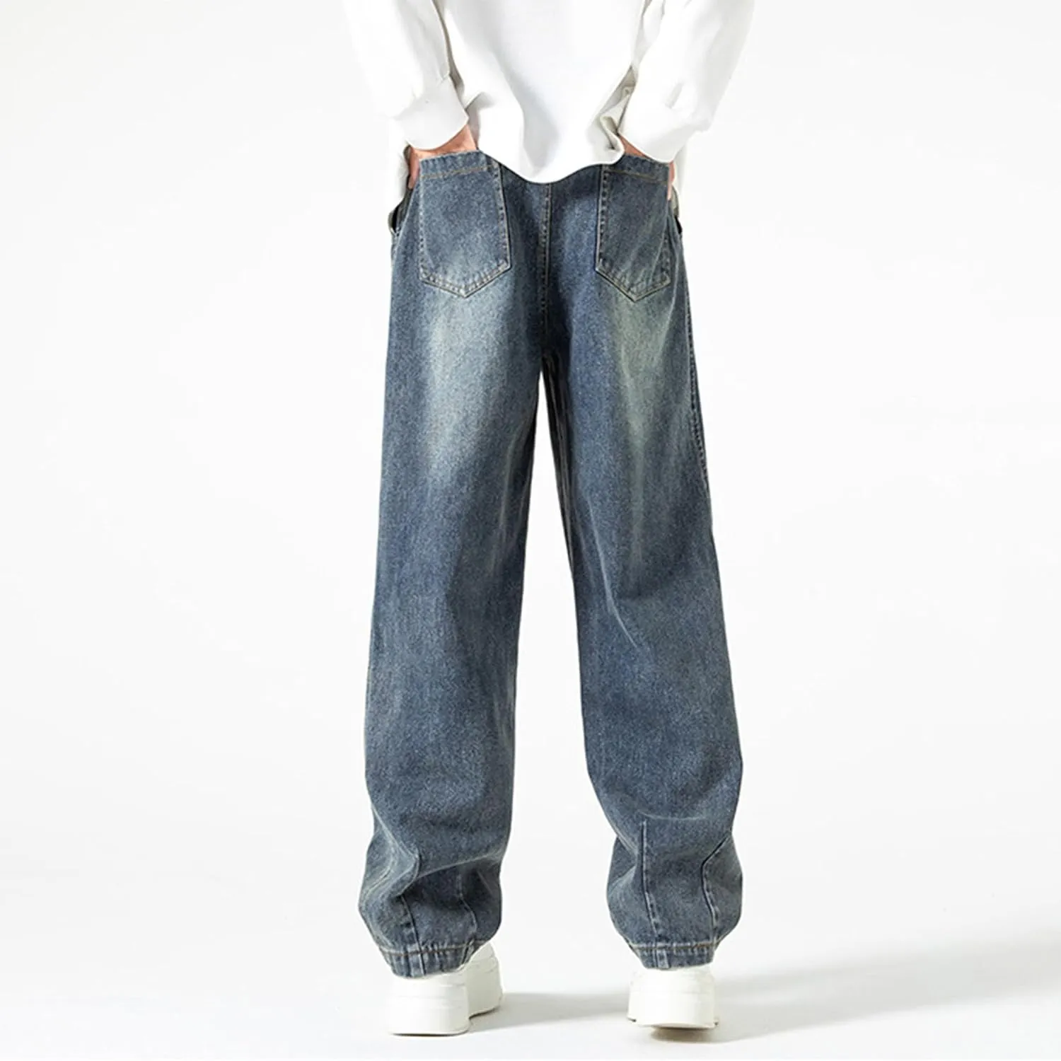 Men's Slim Fit Jeans Men's Stretch Wide Leg Jeans Work Stylish Straight Leg Comfortable Wide Waist Casual Pants