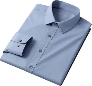 Men's Slim Fit Stretch Dress Shirt - Long Sleeve Anti-Wrinkle Business Shirt, Office Work Blouse