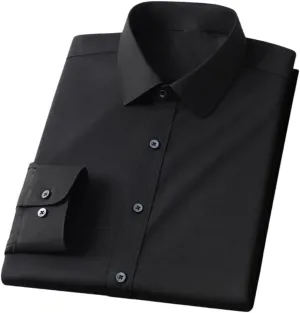 Men's Slim Fit Stretch Dress Shirt - Long Sleeve Anti-Wrinkle Business Shirt, Office Work Blouse