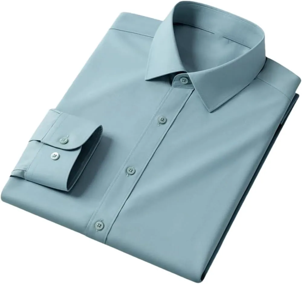 Men's Slim Fit Stretch Dress Shirt - Long Sleeve Anti-Wrinkle Business Shirt, Office Work Blouse