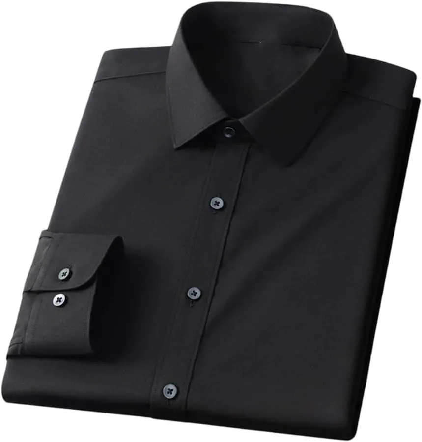 Men's Slim Fit Stretch Dress Shirt - Long Sleeve Anti-Wrinkle Business Shirt, Office Work Blouse