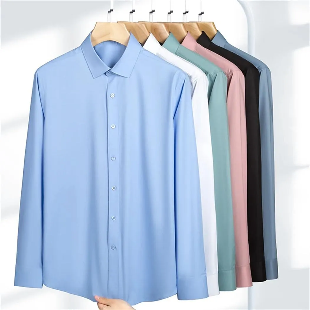 Men's Slim Fit Stretch Dress Shirt - Long Sleeve Anti-Wrinkle Business Shirt, Office Work Blouse
