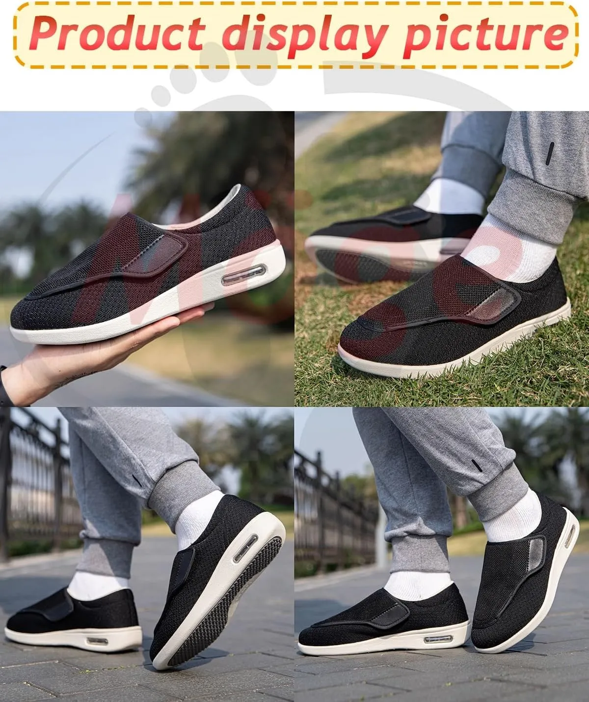 Mens Slip On Trainers Wide Fit Trainers Men Orthopedic Shoes for Men Wide Fit Slip On Sneakers for Diabetics Plantar Fasciitis and Swollen Feet Support