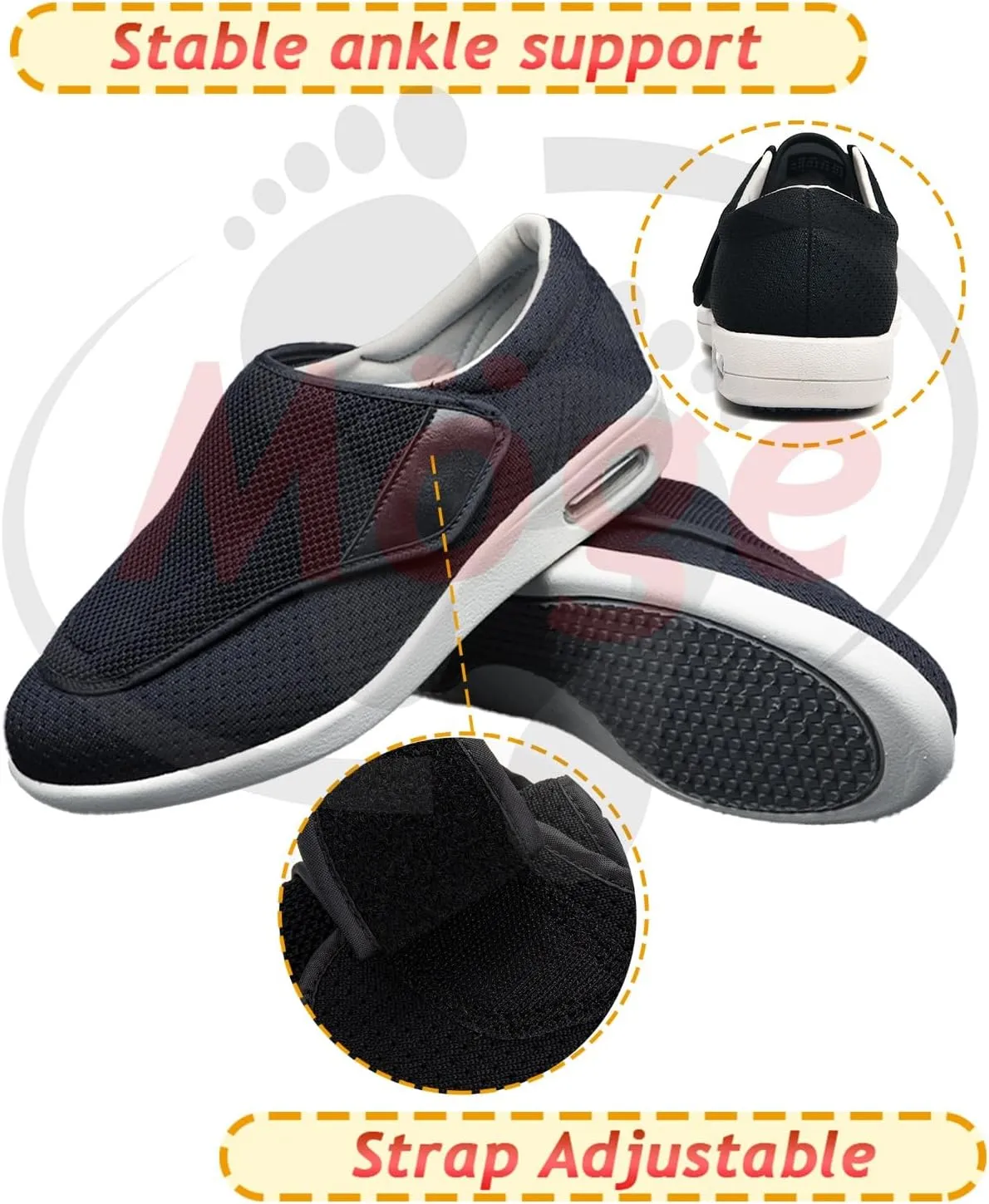 Mens Slip On Trainers Wide Fit Trainers Men Orthopedic Shoes for Men Wide Fit Slip On Sneakers for Diabetics Plantar Fasciitis and Swollen Feet Support