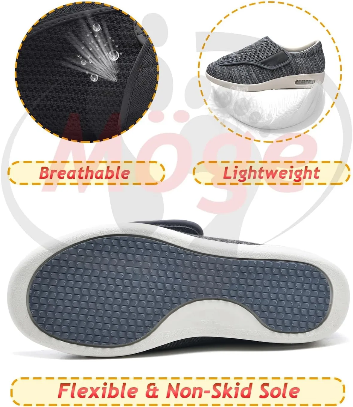 Mens Slip On Trainers Wide Fit Trainers Men Orthopedic Shoes for Men Wide Fit Slip On Sneakers for Diabetics Plantar Fasciitis and Swollen Feet Support