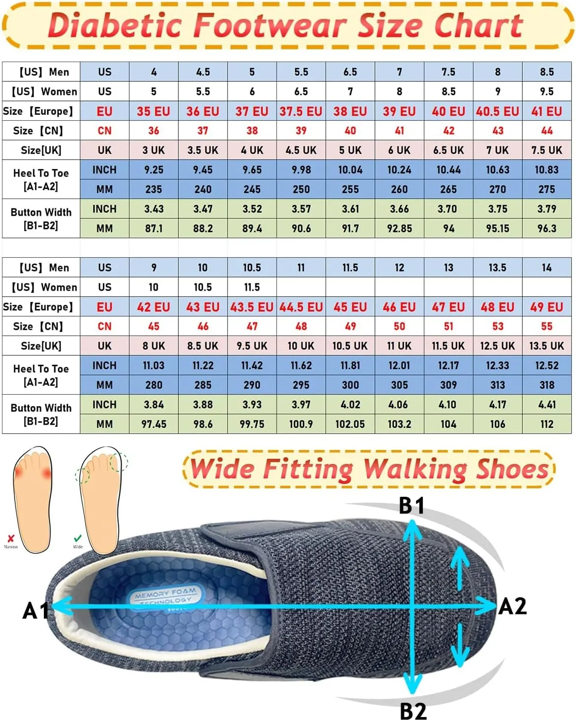 Mens Slip On Trainers Wide Fit Trainers Men Orthopedic Shoes for Men Wide Fit Slip On Sneakers for Diabetics Plantar Fasciitis and Swollen Feet Support
