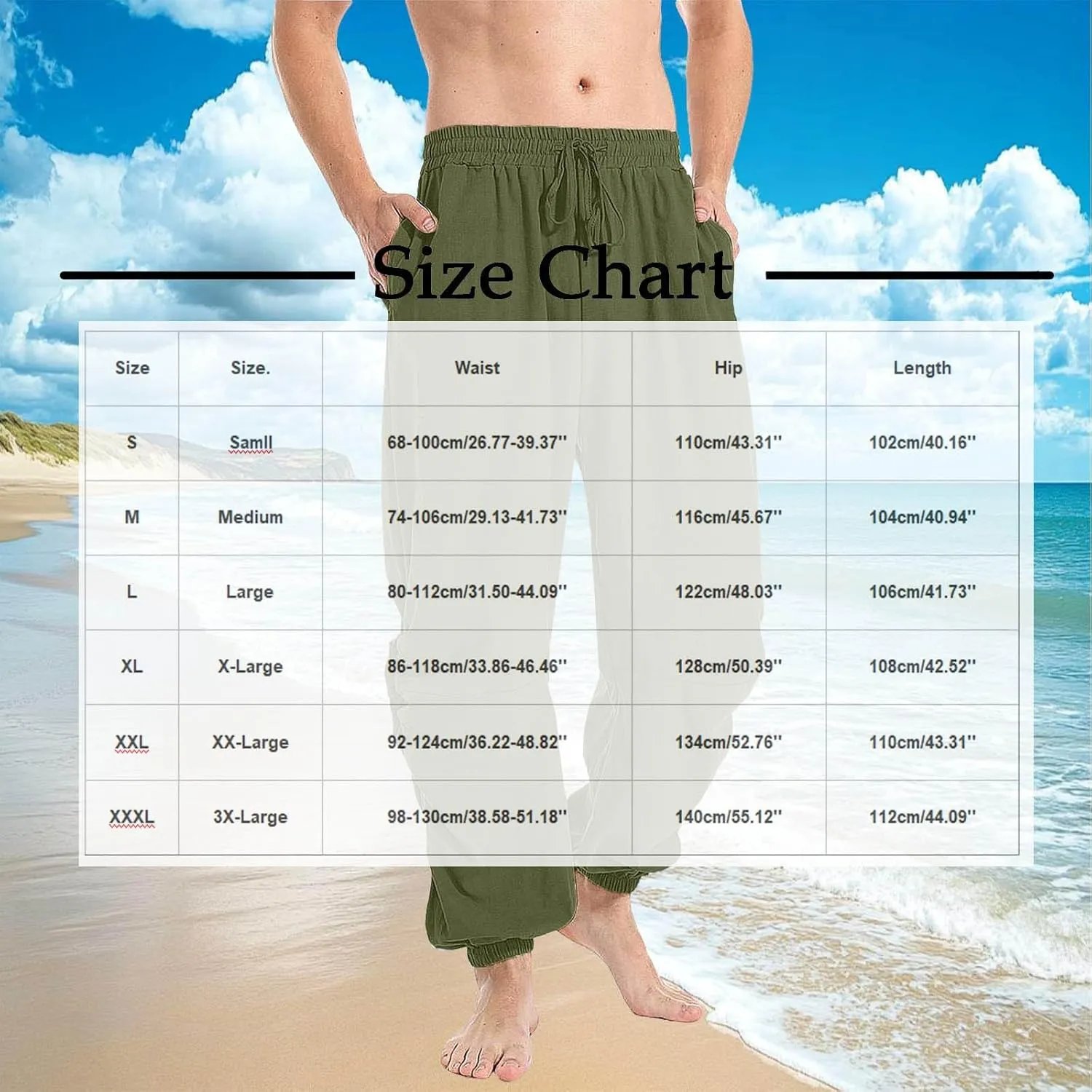 Men's Summer Linen Pant Casual Regular Fit Hemmed Dress Pants Loose Fit Drawstring Elastic Waist Trousers Comfortable