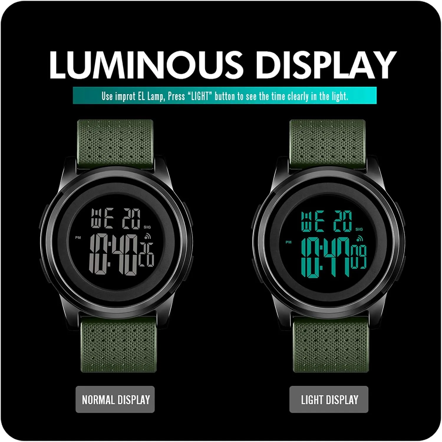 Mens Watch Ultra-Thin Digital Sports Watch Waterproof Stainless Steel Fashion Wrist Watch for Men Women