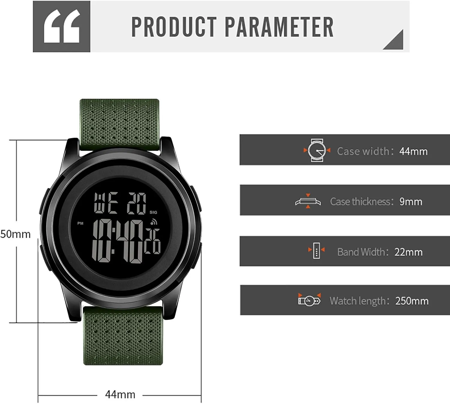 Mens Watch Ultra-Thin Digital Sports Watch Waterproof Stainless Steel Fashion Wrist Watch for Men Women