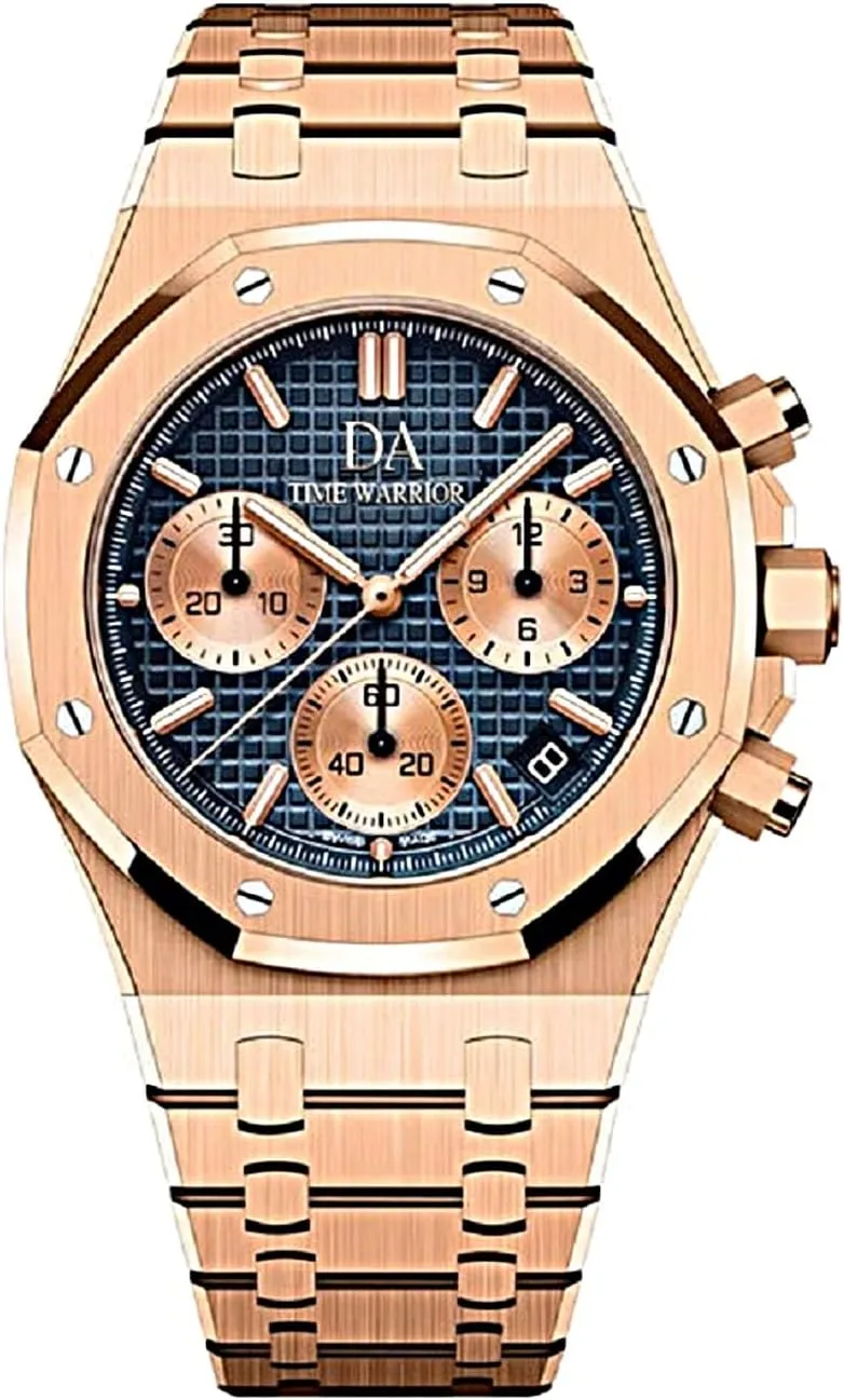 Men's Watches DA Royalty Rose Gold Luxury Watch Chronograph 316 Stainless Steel, Blue Dial, Japanese Movement AP Style