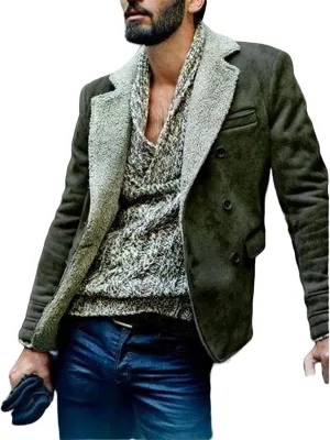 Mens Zip Up Jackets Long Sleeves Lapel Windbreakers with Pocket Loose Coats Fashion Thicken Clothes Winter