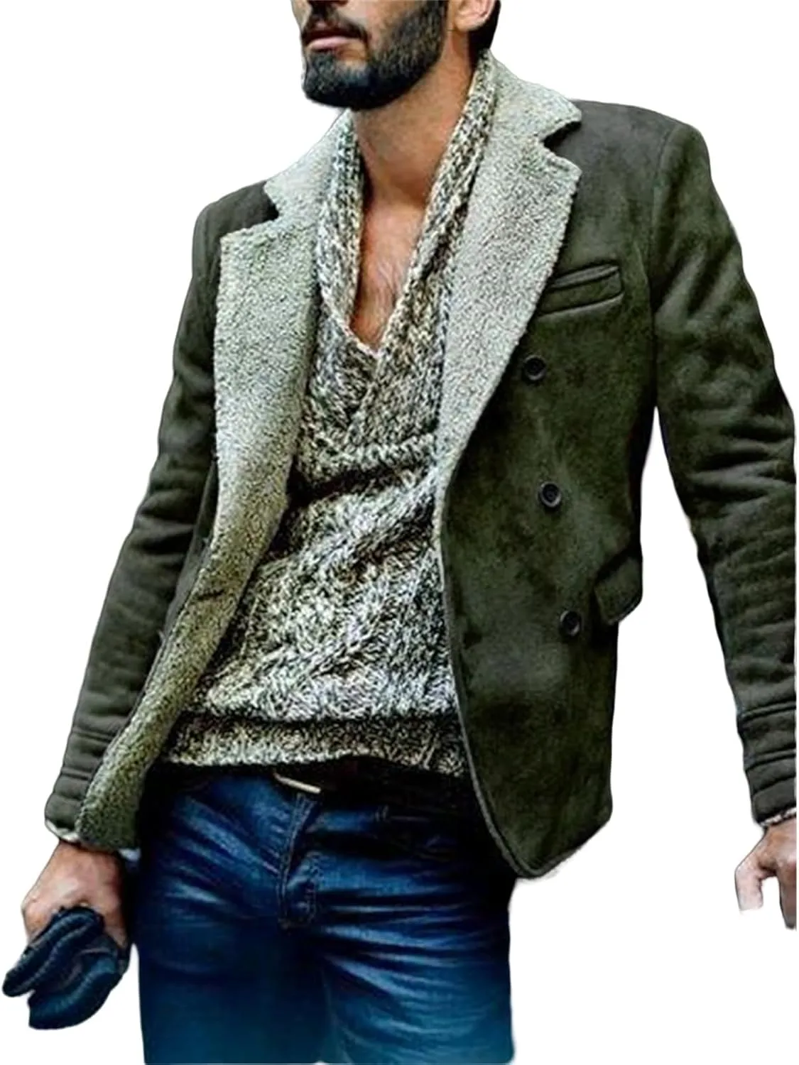 Mens Zip Up Jackets Long Sleeves Lapel Windbreakers with Pocket Loose Coats Fashion Thicken Clothes Winter