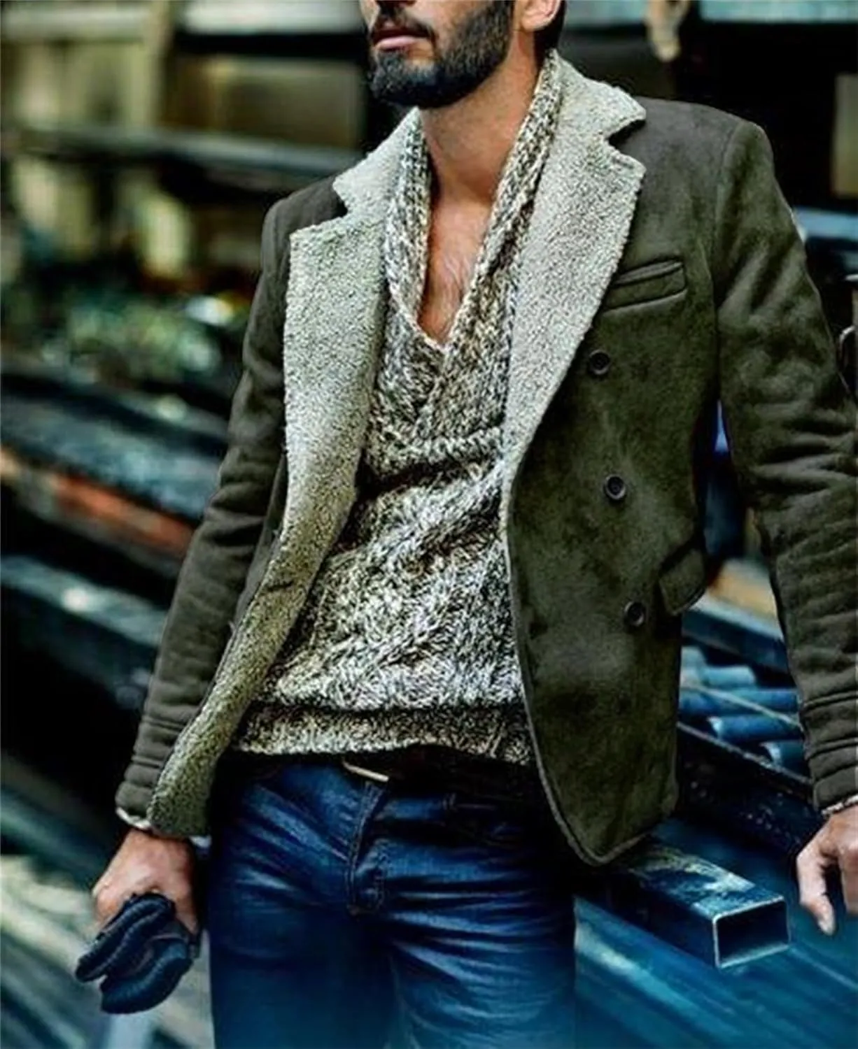 Mens Zip Up Jackets Long Sleeves Lapel Windbreakers with Pocket Loose Coats Fashion Thicken Clothes Winter