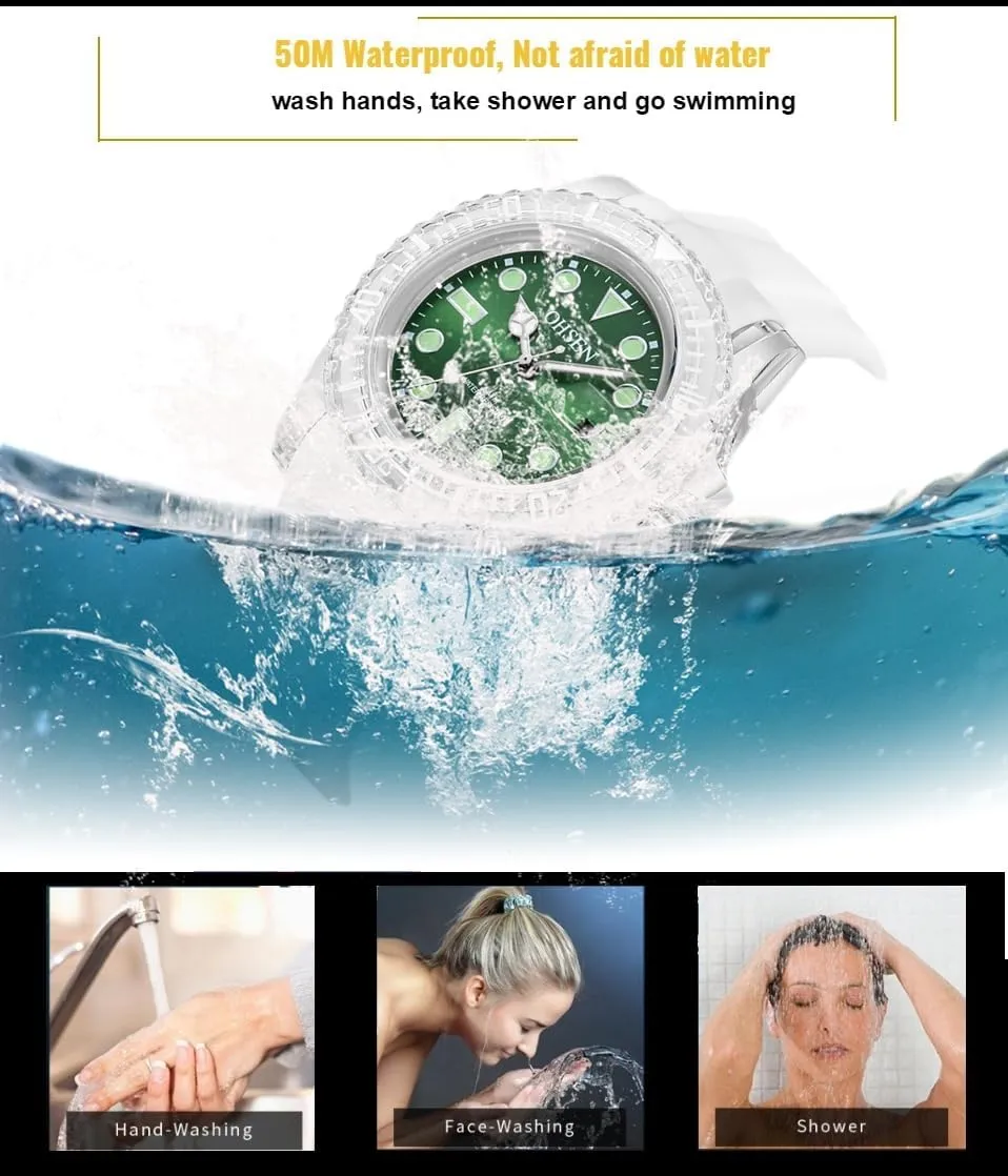 Men's/Women's Watch Simple Silicone Simulated Quartz Watch Outdoor Sports Waterproof Watch Glow Date Neutral Watch White Black