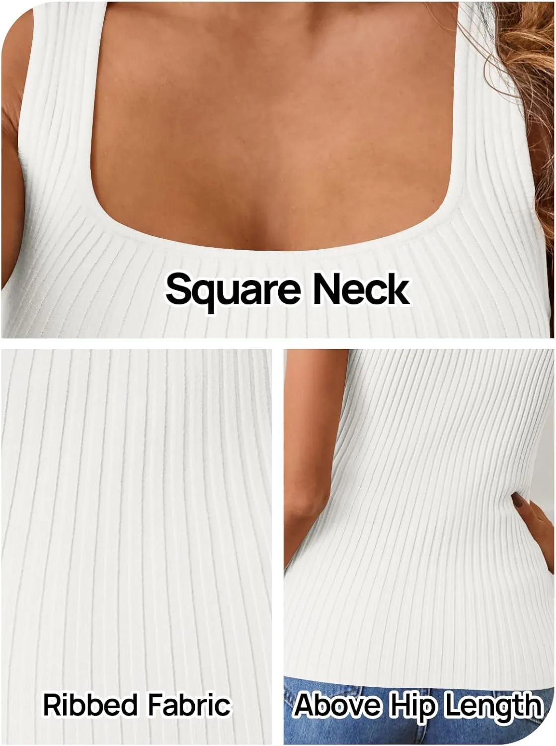 MEROKEETY Women's 2025 Ribbed Tank Tops Knit Square Neck Sleeveless Shirts Summer Casual Basic Tanks