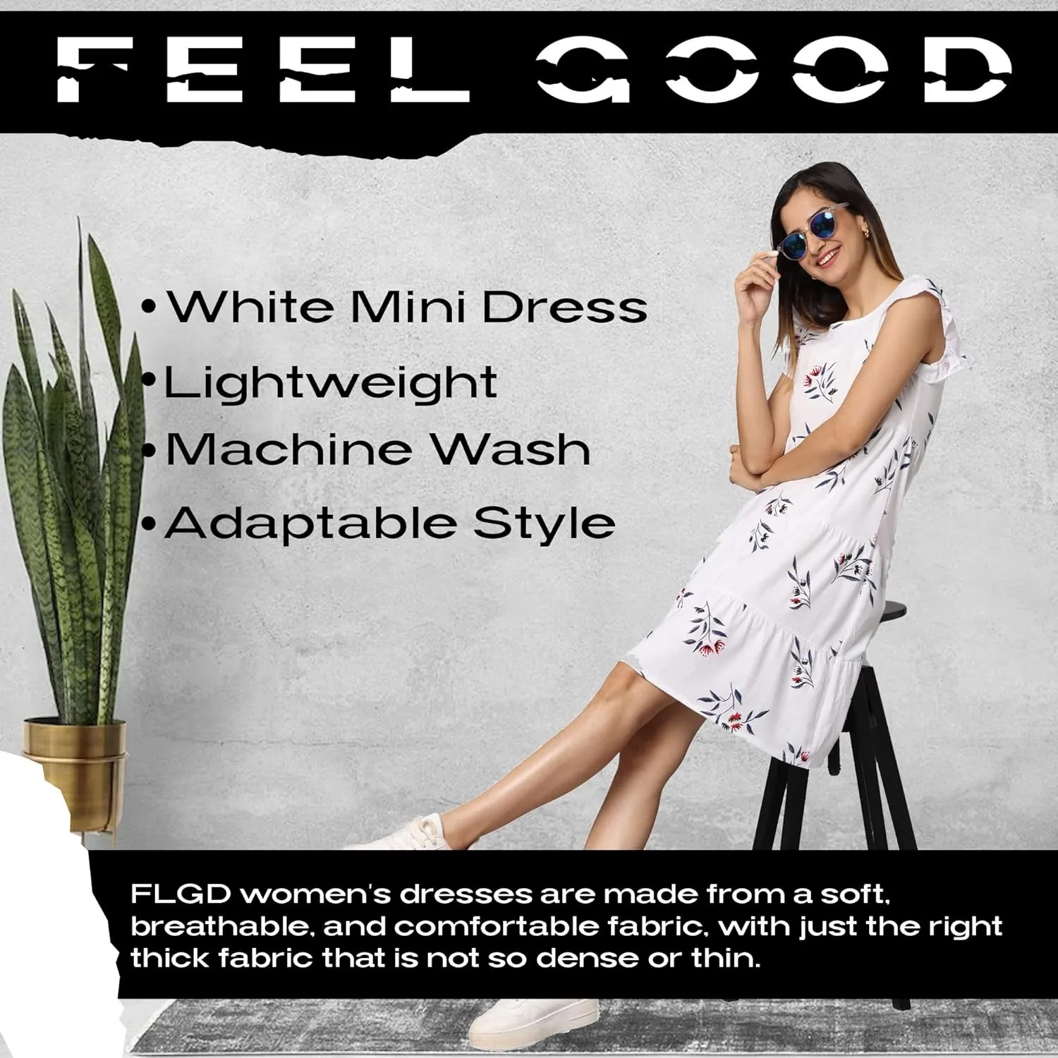 Mini Dress Soft Cotton - Simple Elegant & Professional - for All Occasions - Women & Teens