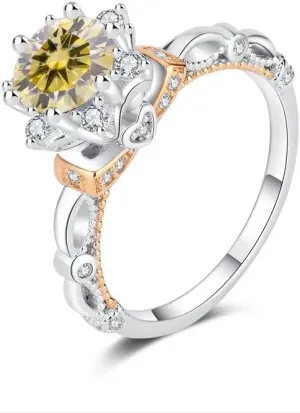 Moissanite Engagement Wedding Ring | Lab Grown 1 Carat Diamond & 18k Gold Plated Ring | Moissanite Rings for Women | S925 Sterling Silver Rings | Moissanite Ring | Gold Rings for Women Yellow / 7