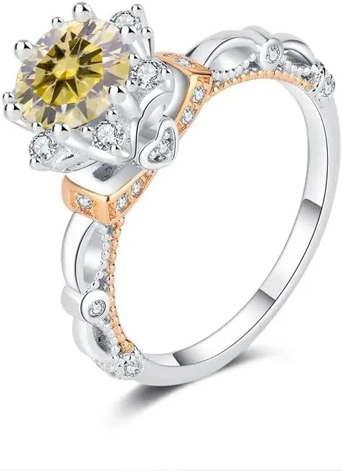 Moissanite Engagement Wedding Ring | Lab Grown 1 Carat Diamond & 18k Gold Plated Ring | Moissanite Rings for Women | S925 Sterling Silver Rings | Moissanite Ring | Gold Rings for Women Yellow / 7
